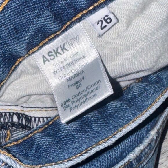ASKK NY luxury Mid Rise marina blue Straight leg crop Japanese denim jeans sz 26 - Picture 8 of 8